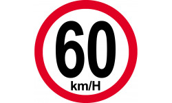 Disque de vitesse 60Km/H bord rouge - 15cm - Sticker/autocollant