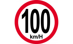 Disque de vitesse 100Km/H bord rouge - 10cm - Sticker/autocollant