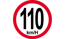 Disque de vitesse 110Km/H bord rouge - 15cm - Sticker/autocollant