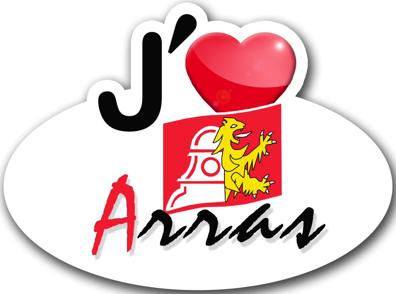 j'aime Arras - 15x11cm - Sticker/autocollant