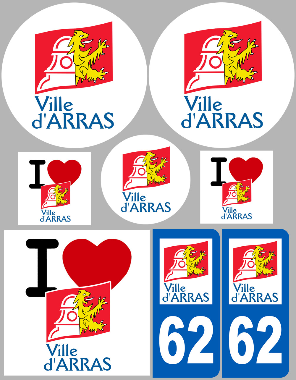 Arras - 8 autocollants variés - Sticker/autocollant