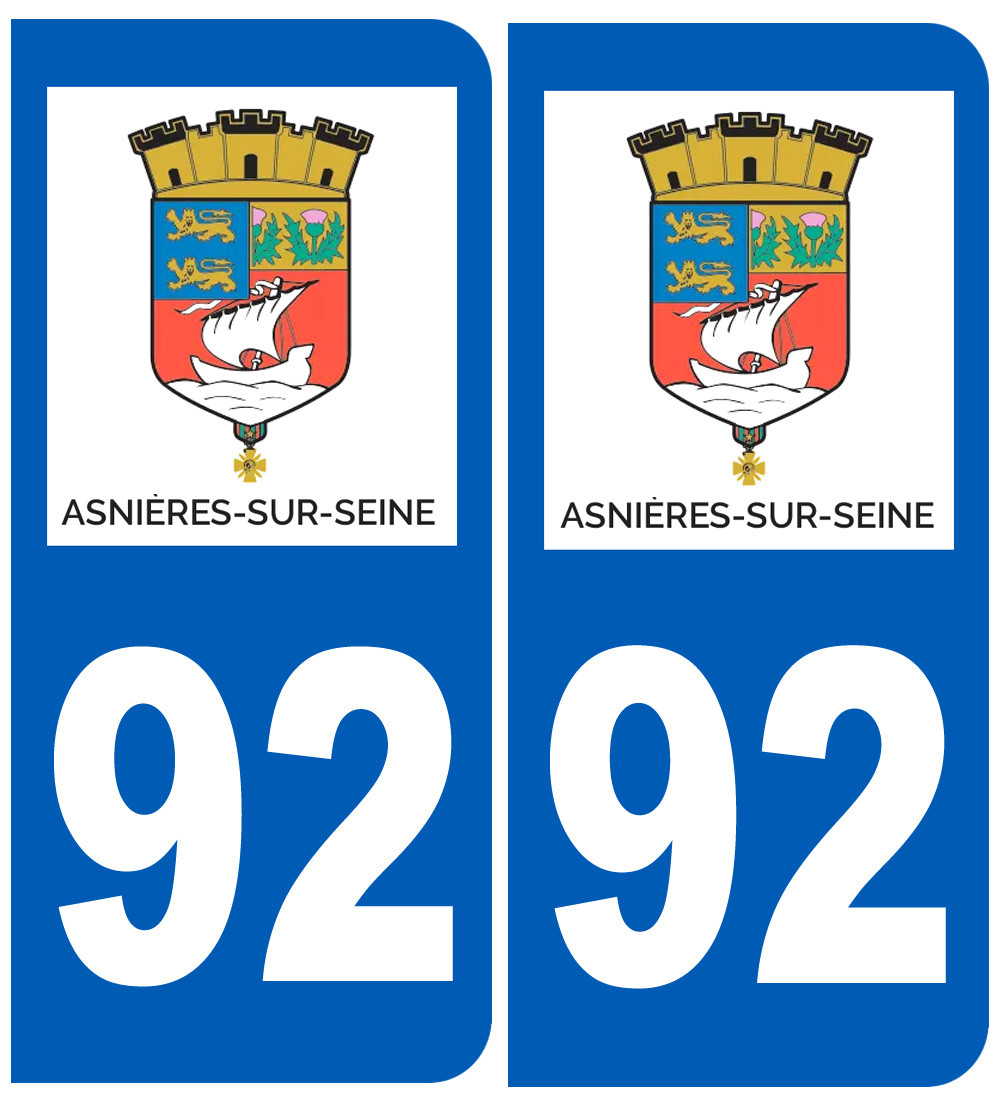 immatriculation 92 Asnières-sur-Seine - Sticker/autocollant