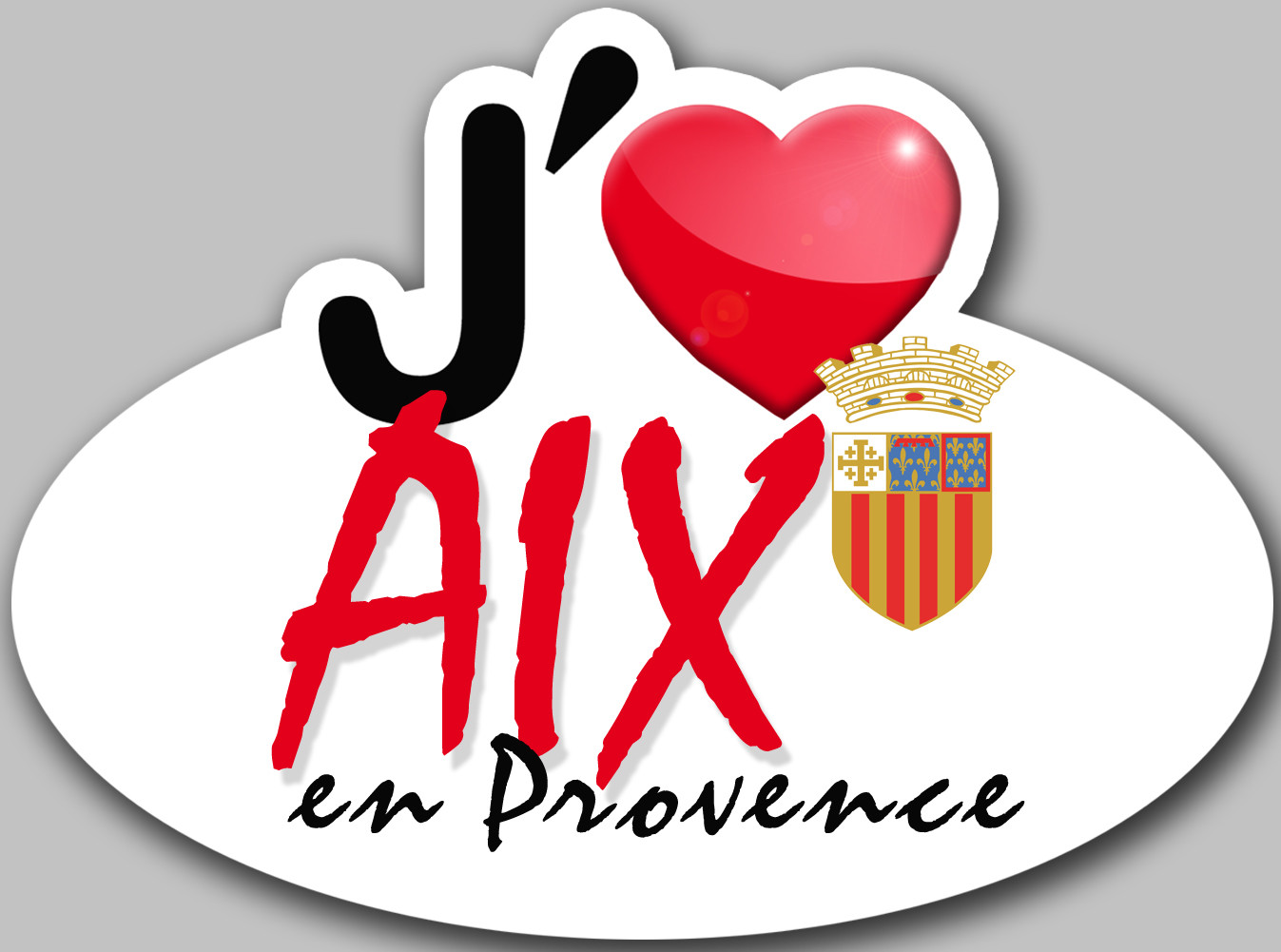 J'aime Aix-en-Provence - 15x11cm - Sticker/autocollant