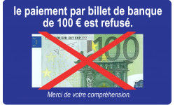 Paiement billet de 100 euros refusé - 20x12.3cm - Sticker/autocollant