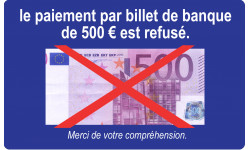 Paiement billet de 500 euros refusé - 10x6cm - Sticker/autocollant
