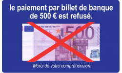 Paiement billet de 500 euros refusé - 15x9.2cm - Sticker/autocollant