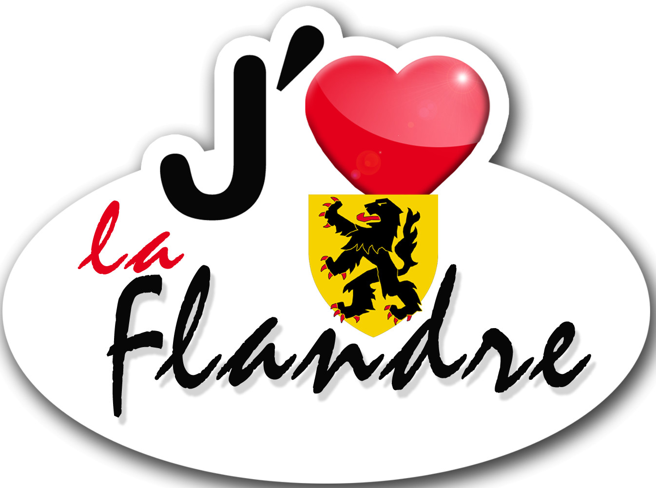 j'aime La Flandre 62 du Pas de Calais - 15x11cm - Sticker/autocollant