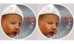 bébé dort ne pas sonner - 2x4.5cm - Sticker/autocollant