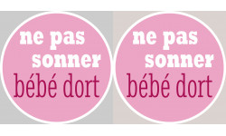 bébé dort fille ne pas sonner - 2x4.5cm - Sticker/autocollant