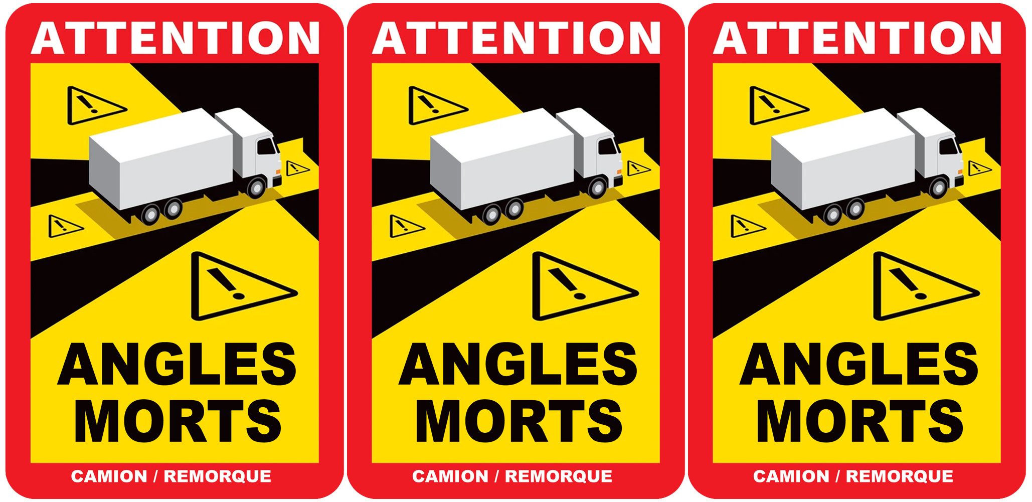 Angles morts poids lourds (3 fois 17x25cm) - Sticker/autocollant