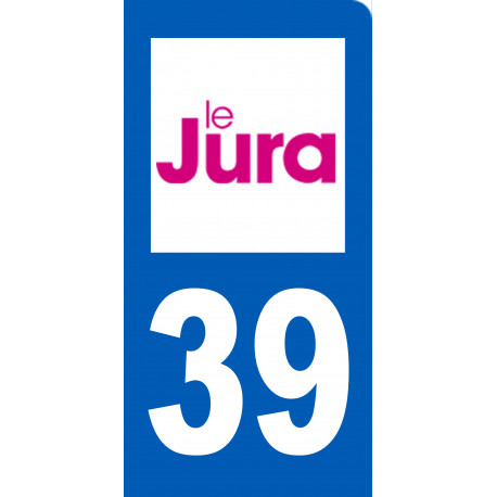 immatriculation 39 Jura - 6x3cm - Sticker/autocollant