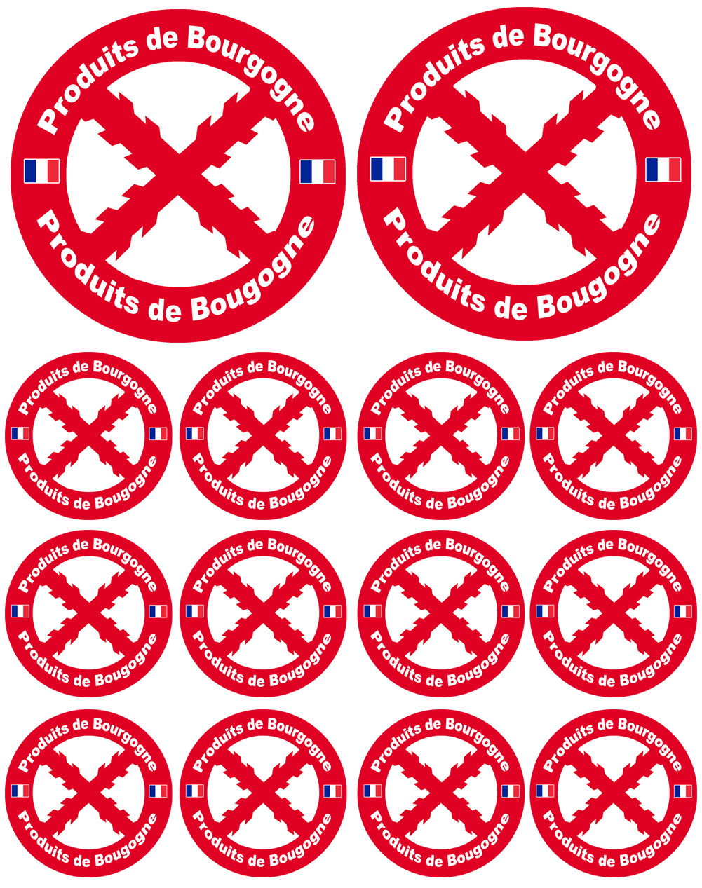 Produits Bourguignons - 2fois 10cm et 12fois 5cm - Sticker/autocollant