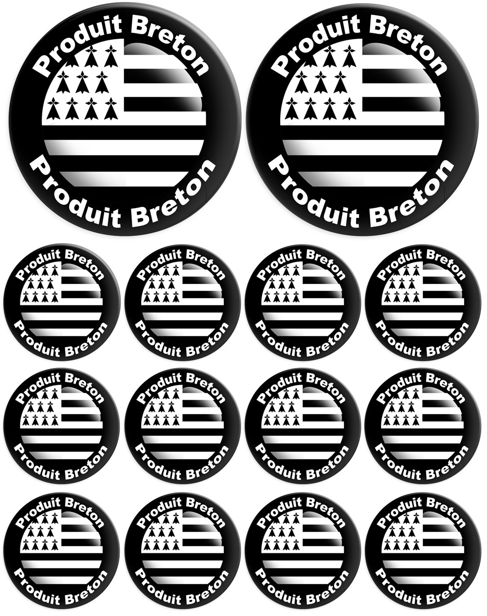 Produit drapeau breton - 2fois 10cm / 12fois 5cm - Sticker/autocollant