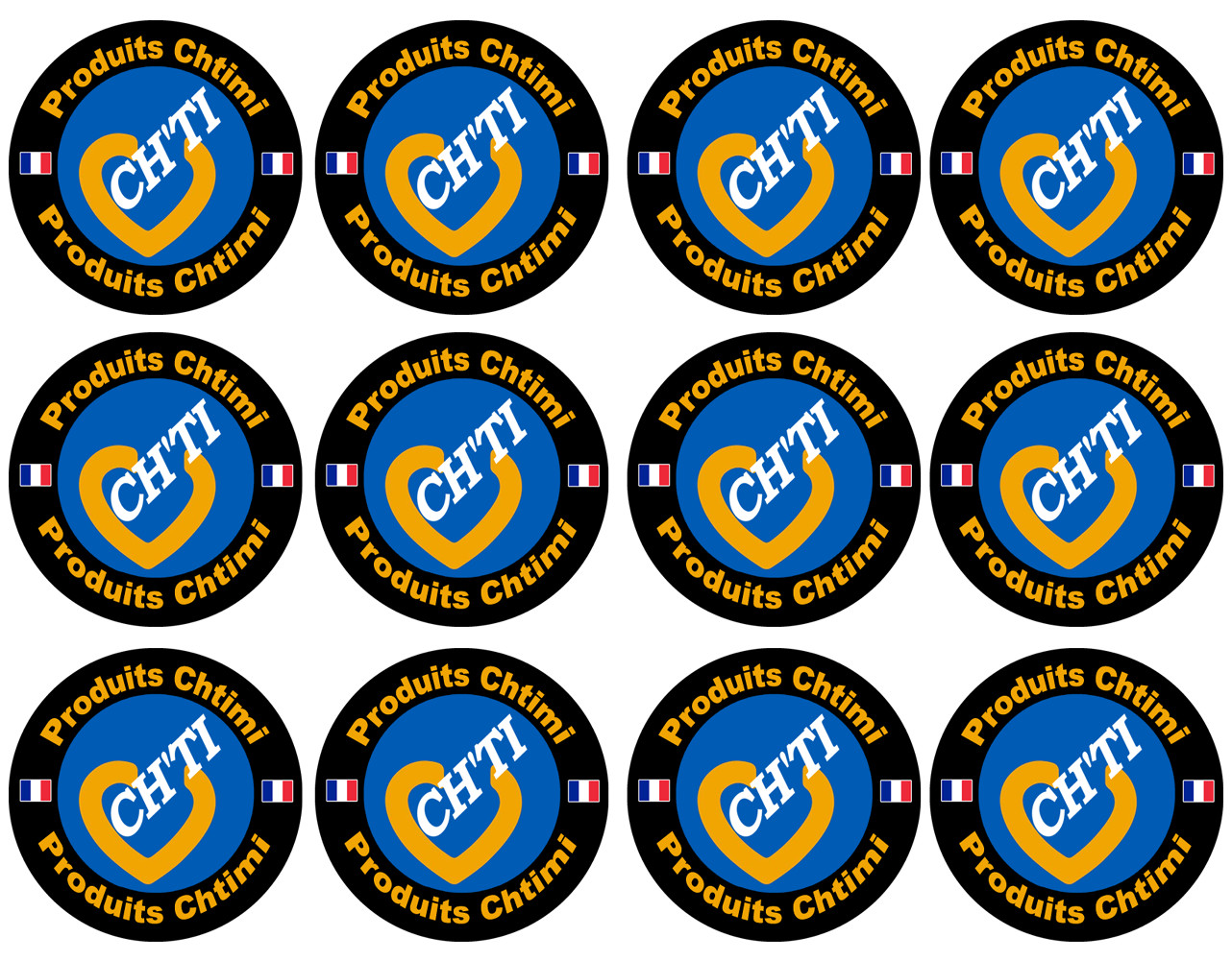 Produits Chtimi - 12 stickers de 5cm - Sticker/autocollant