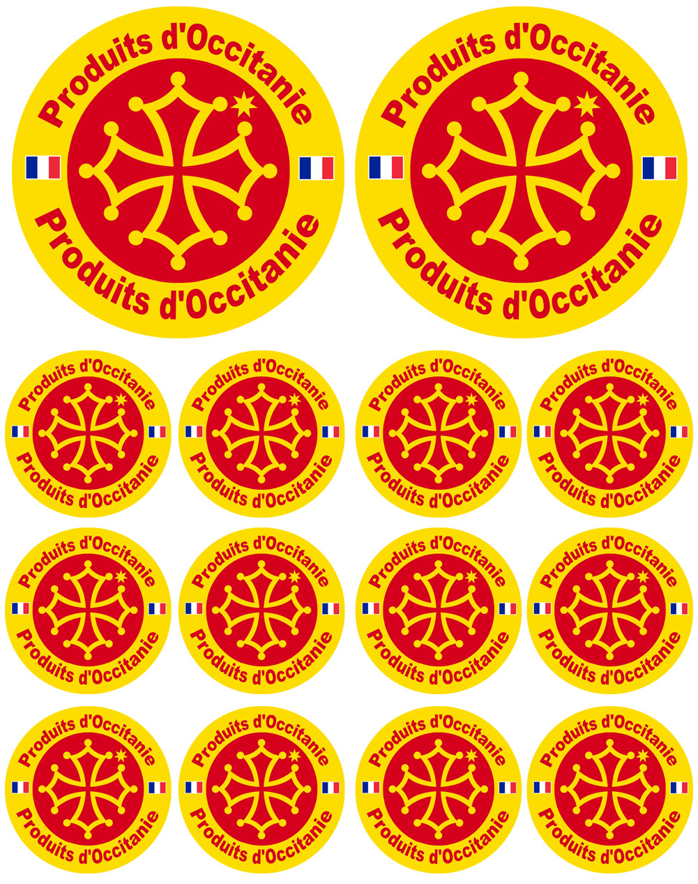 Produits d'Occitanie -  2 stickers 10cm /  12 stickers de 5cm - Sticker/autocollant