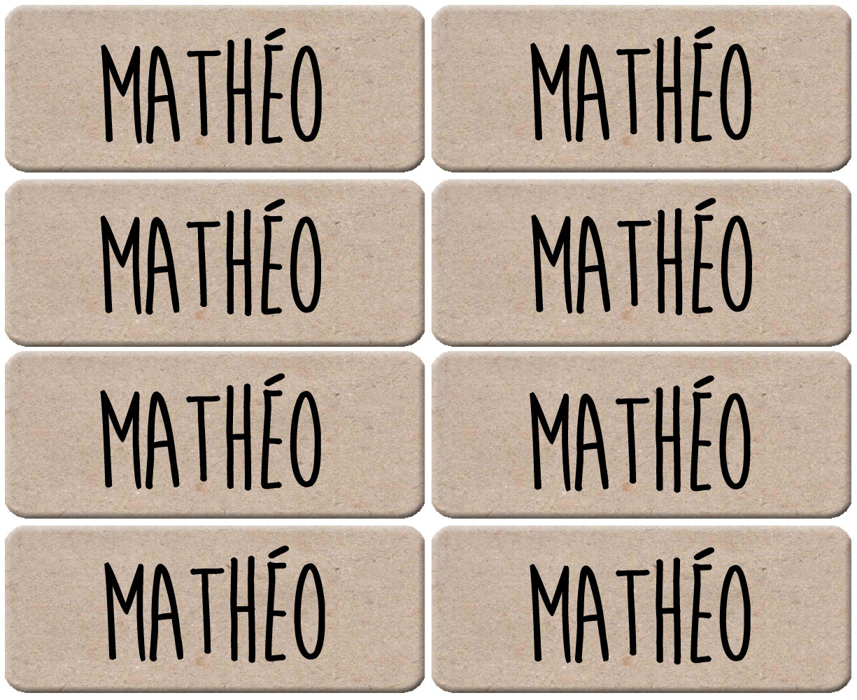 Prénom Mathéo - 8 stickers de 5x2cm - Sticker/autocollant