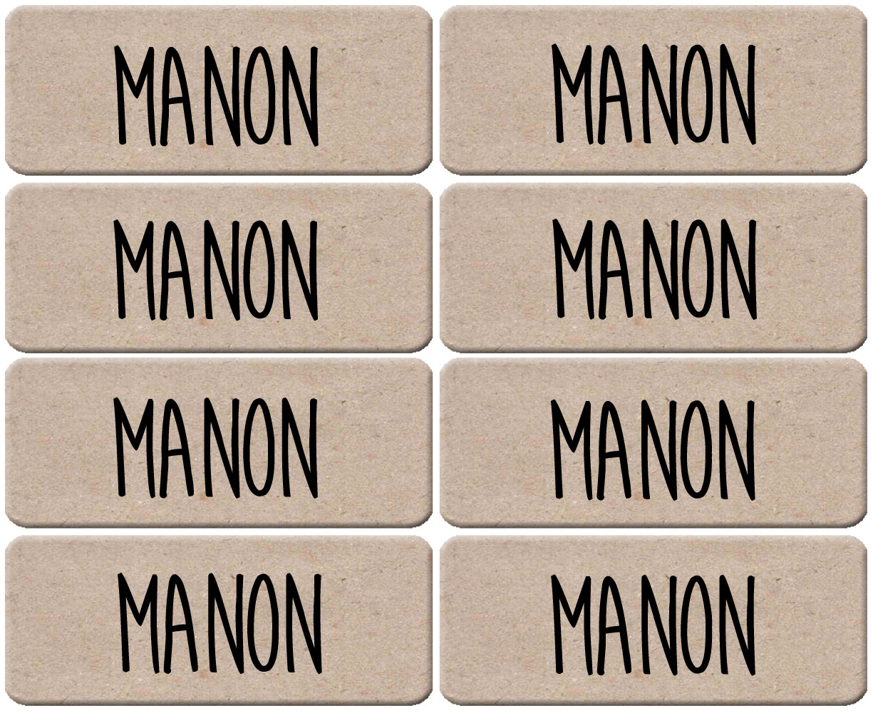 Prénom Manon - 8 stickers de 5x2cm - Sticker/autocollant