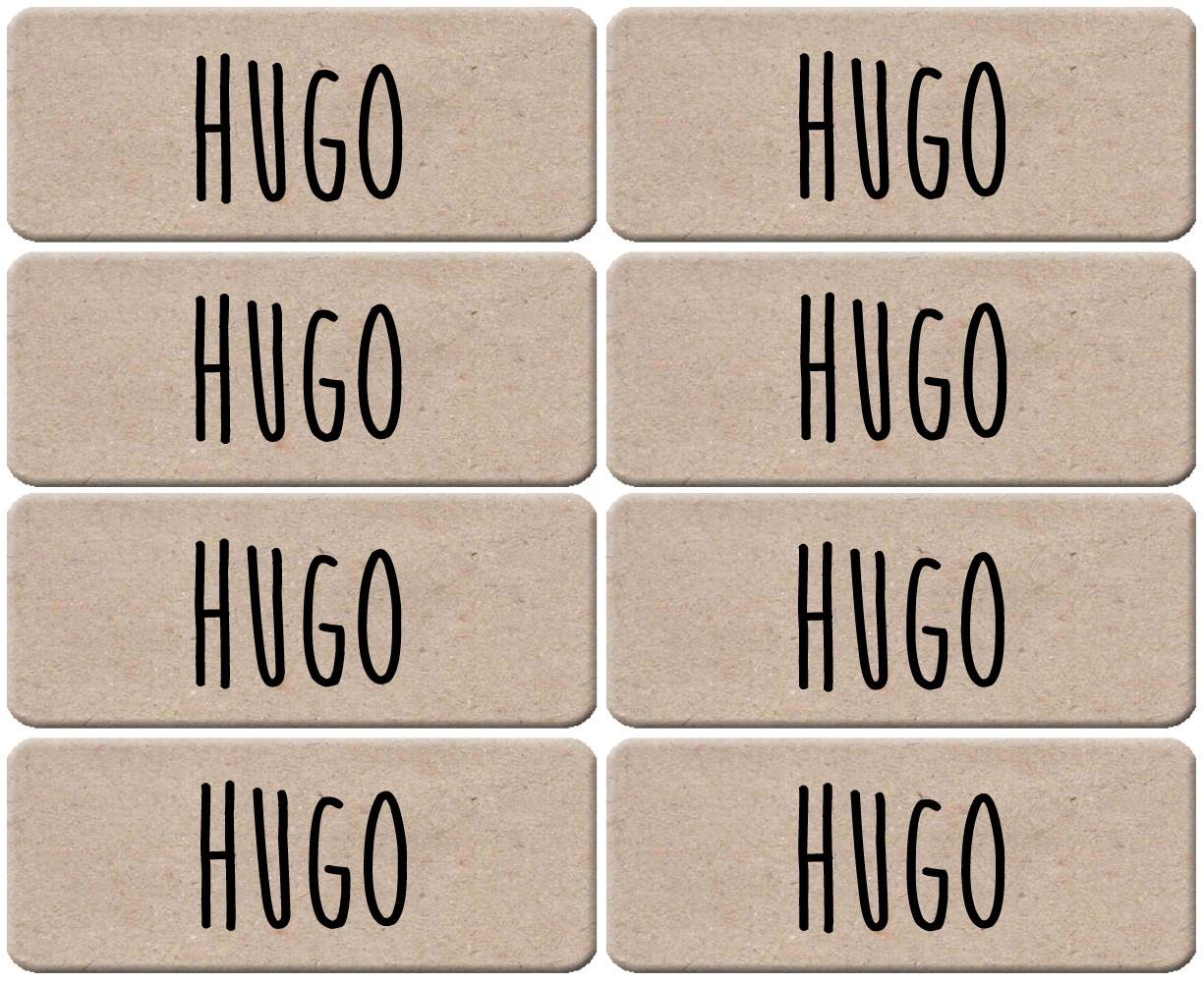 Prénom Hugo - 8 stickers de 5x2cm - Sticker/autocollant