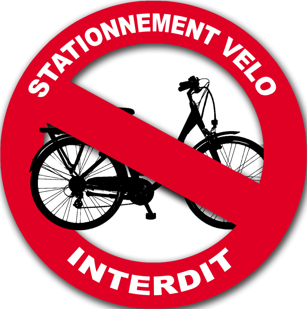 stationnement vélo interdit - 15cm - Sticker/autocollant