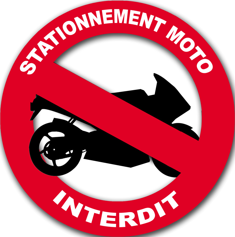 stationnement moto interdit - 10cm - Sticker/autocollant