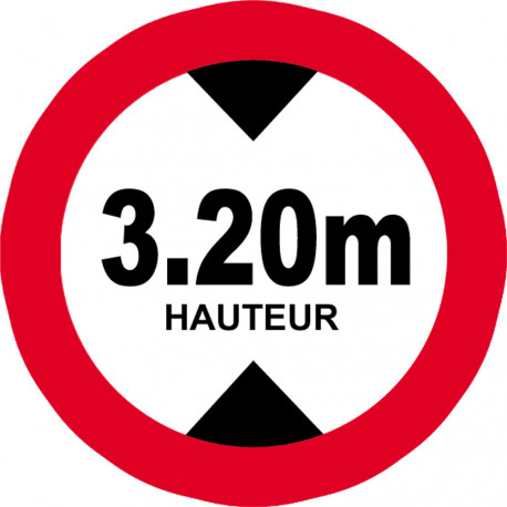 hauteur de passage maximum 3.20m - 20cm - Sticker/autocollant