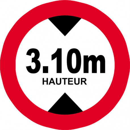 hauteur de passage maximum 3.10m - 20cm - Sticker/autocollant