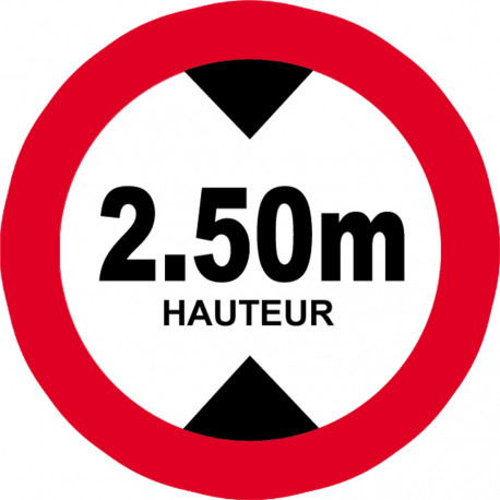 hauteur de passage maximum 2.50m - 20cm - Sticker/autocollant