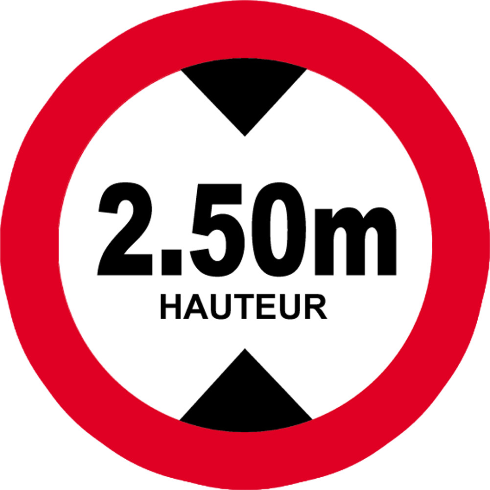 hauteur de passage maximum 2.50m - 20cm - Sticker/autocollant