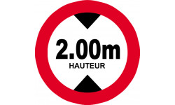 hauteur de passage maximum 2.00m - 20cm - Sticker/autocollant