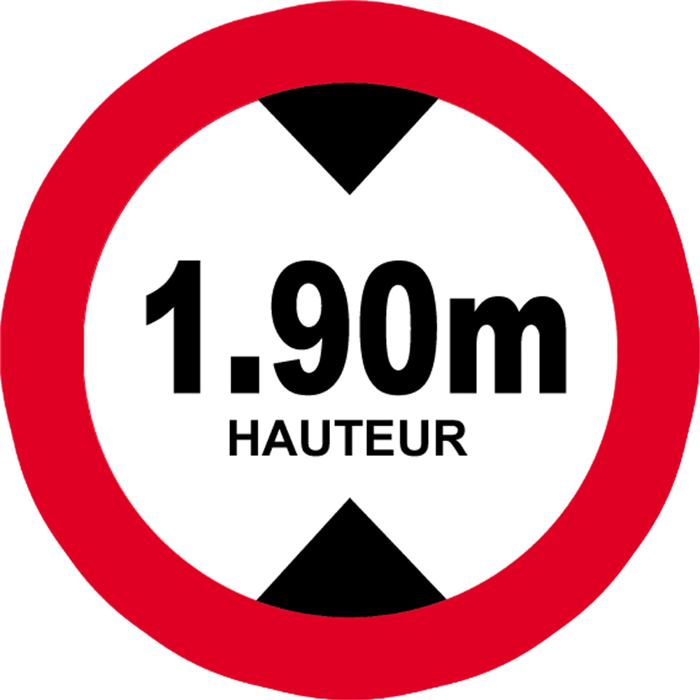 hauteur de passage maximum 1.90m - 20cm - Sticker/autocollant