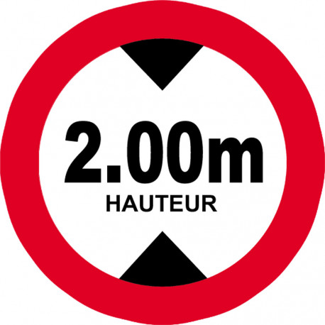 hauteur de passage maximum 2.00m - 15cm - Sticker/autocollant