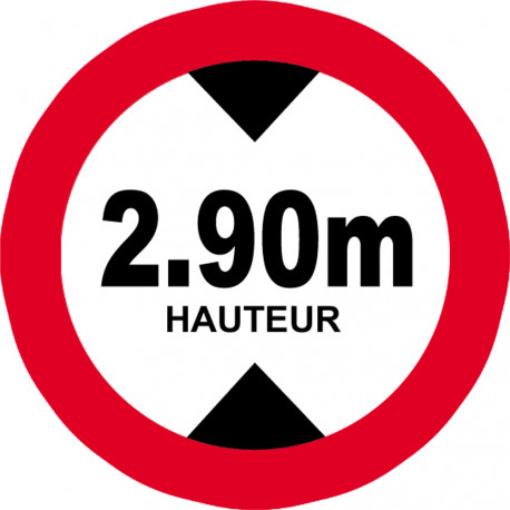 hauteur de passage maximum 2.90m - 10cm - Sticker/autocollant