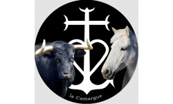 Cheval et Taureau Camarguais - 5cm - Sticker/autocollant