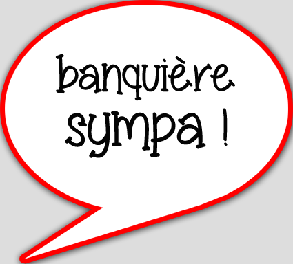 banquière sympa - 10x9cm - sticker/autocollant