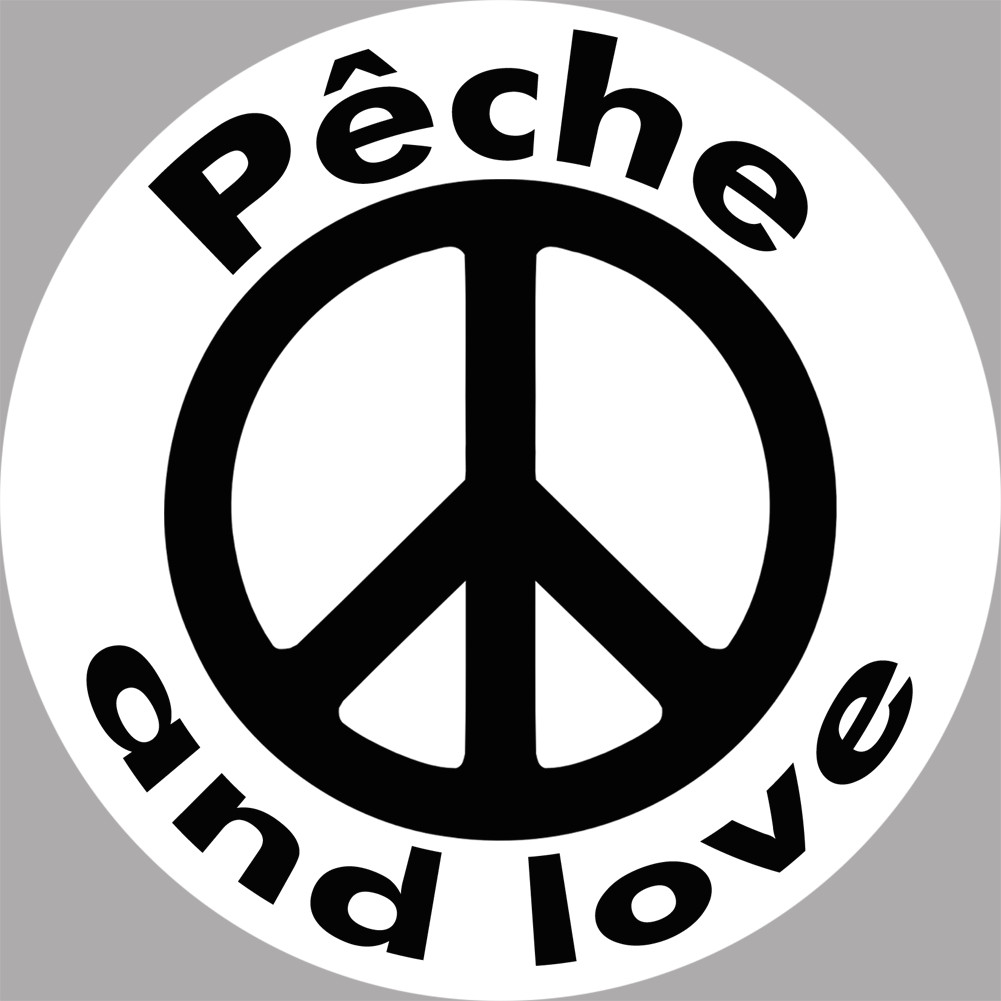 Pêche and love - 20cm - Sticker/autocollant