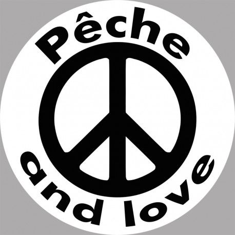 Pêche and love - 10cm - Sticker/autocollant