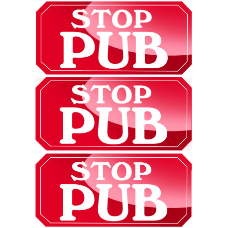 STOP PUB - 3 stickers de 7,5x3,5cm - Sticker/autocollant