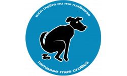 Stop aux crottes de chiens bleu - 10cm - Sticker/autocollant