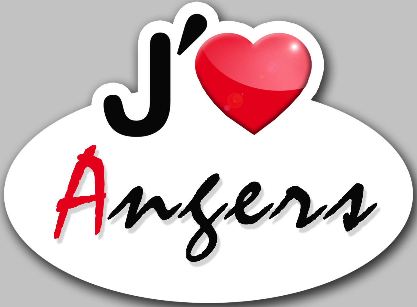 j'aime Angers - 13x10cm - Sticker/autocollant