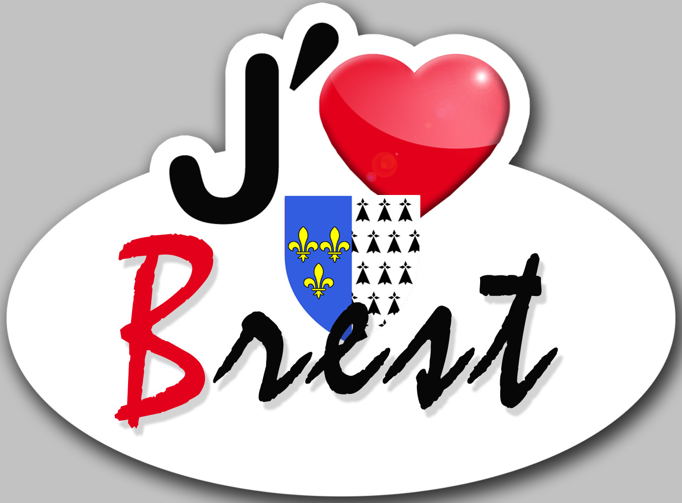 j'aime Brest - 15x11cm - Sticker/autocollant