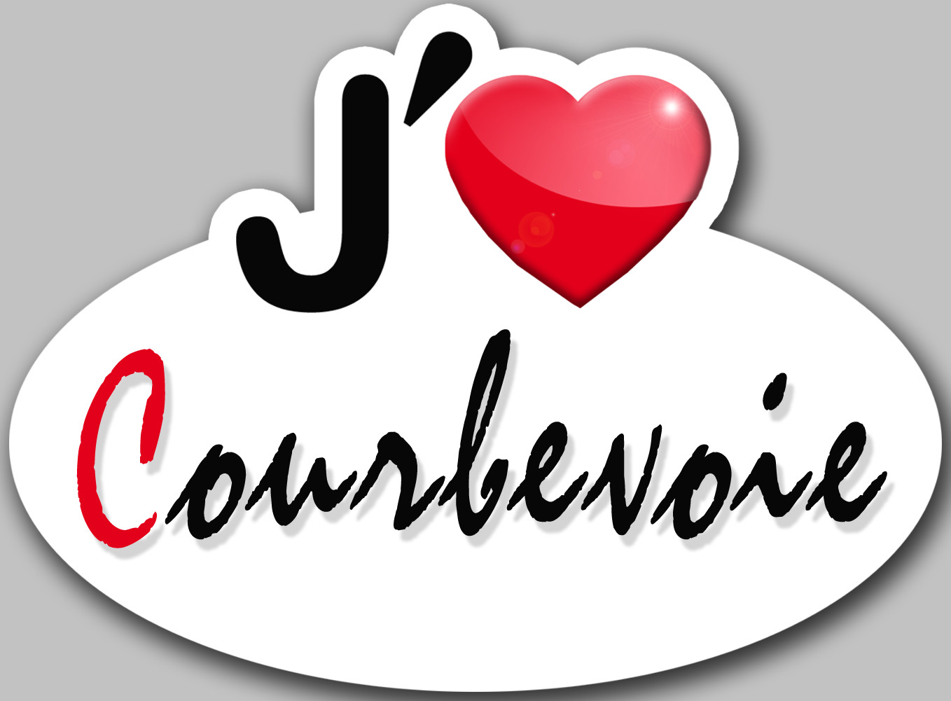 j'aime Courbevoie - 15x11cm - Sticker/autocollant