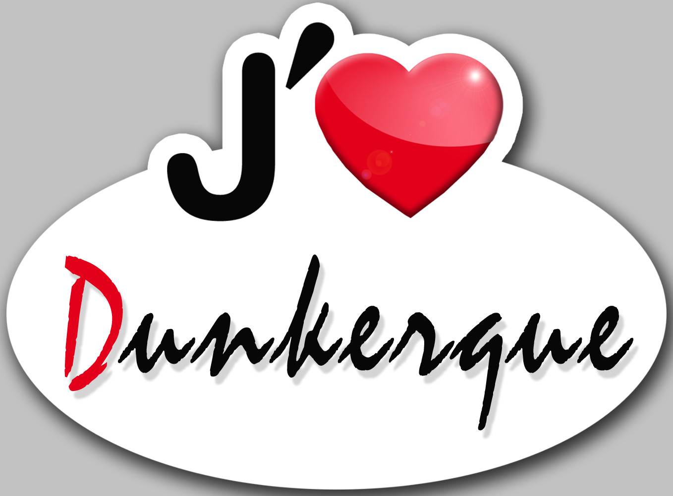 j'aime Dunkerque - 15x11cm - Sticker/autocollant