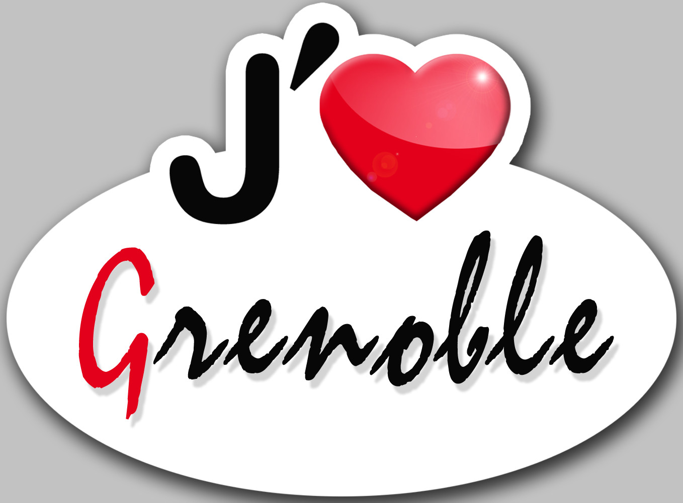 j'aime Grenoble - 15x11cm - Sticker/autocollant