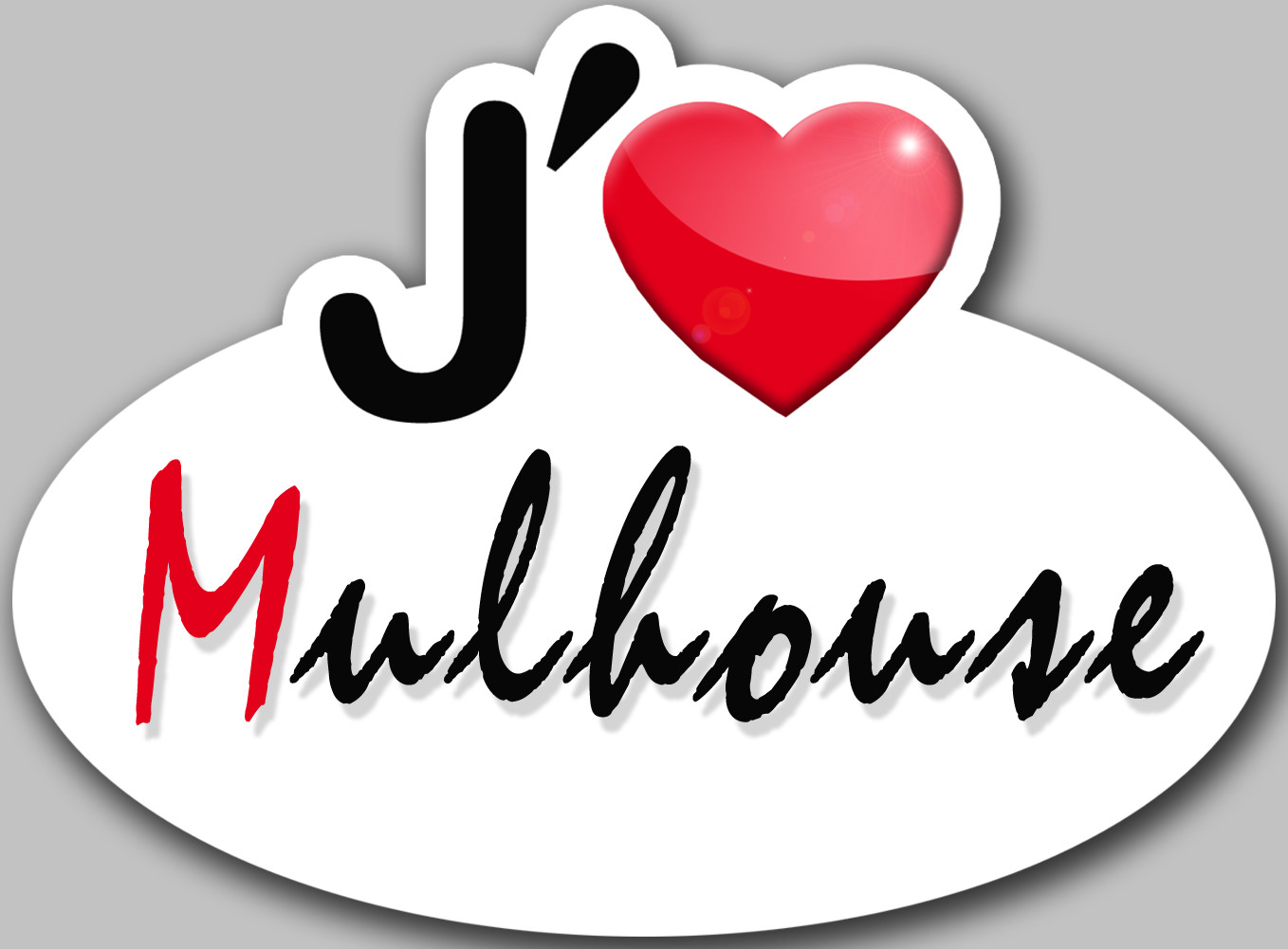 j'aime Mulhouse - 15x11cm - Sticker/autocollant