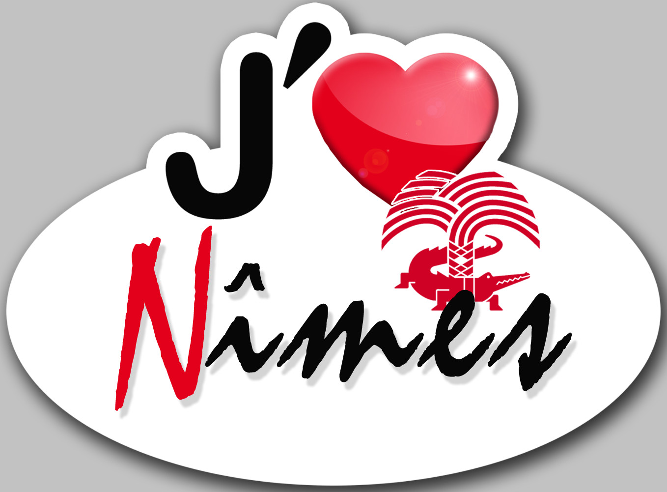 j'aime Nîmes - 15x11cm - Sticker/autocollant