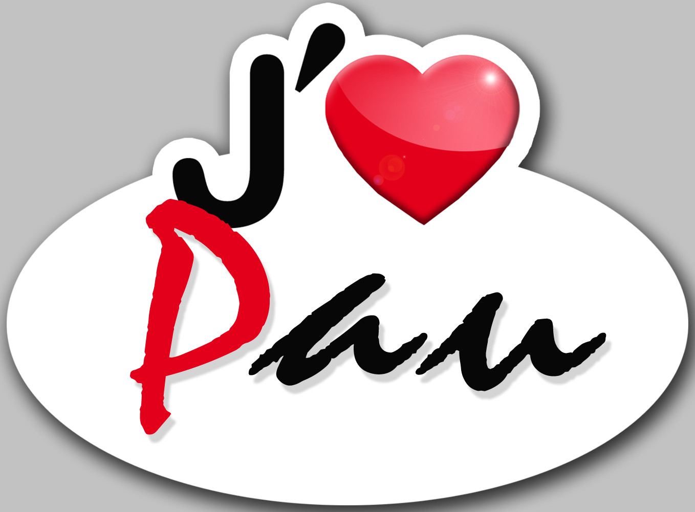 j'aime Pau - 15x11cm - Sticker/autocollant