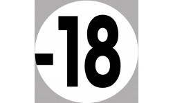 interdit moins 18 ans blanc - 15cm - Sticker/autocollant