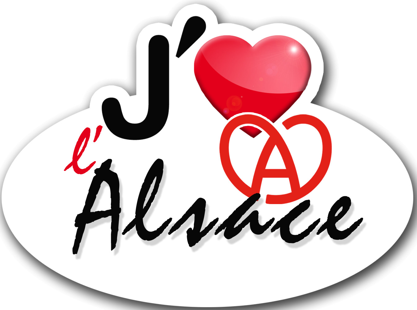 j'aime l'Alsace - 15x11cm - Sticker/autocollant