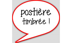 postière timbrée - 15x13.5cm - sticker/autocollant