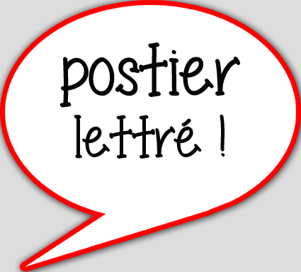 postier lettré - 10x9cm - sticker/autocollant